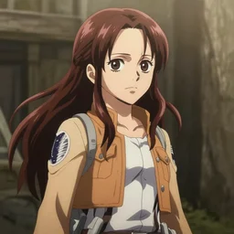 a screenshot of emma stone as an anime character, seinen, shonen, beautiful animation, attack on titan, one piece, one punch man, demon's hunter, hxh
