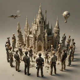 unreal, figures made of figures, elaborate, surreal