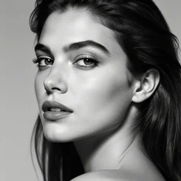 black and white vogue closeup portrait by herb ritts of a beautiful female model, argentine, high contrast