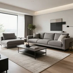 A realistic photo of a modern living room