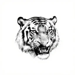 professional logotype of a tiger head as a sketch in black ink
