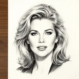 portrait of Olivia Newton John ink drawing detailed