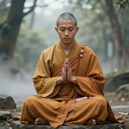 A cyborg monk discovering enlightenment in the year 2450