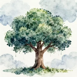 beautiful digital watercolor painting of fantasy tree and sky background watercolor rain greg rutkowki artstation