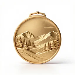 miniature medal, stylized 3d render, isolated on a pure white background, centered, entire object in frame, sharp focus, soft studio lighting