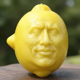 a lemon sculpted in the shape of Dwayne Johnson's head