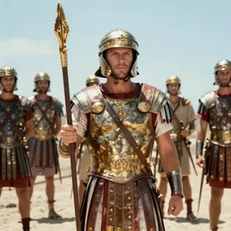 dany devito as a centurion in an redemption scene in an 1 9 5 0's movie, technicolor, sunny day, drama, roman, good cinematography
