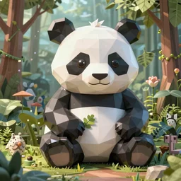 highly detailed vfx portrait of panda, geometric polygons, global illumination, detailed and intricate environment by james jean, liam brazier, victo ngai and tristan eaton