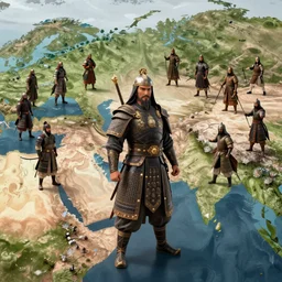 Genghis Khan and his nomadic tribes invade Eurasia, trending artstation, octane render –n 6
