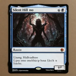 silent hill as a magic the gathering card, realistic,