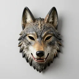 shamanic mask of wolf, studio photo