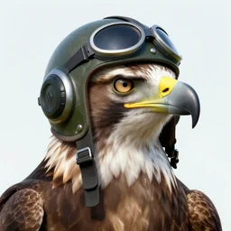a buzzard wearing an f - 1 6 fighter pilot helmet on its head with beak sticking out, digital illustration, hyper realistic, hyper detailed, 4 k, unreal engine, octane render