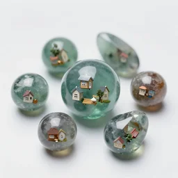 gemstone spheres contain tiny homes.