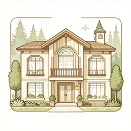 holiday resort modern flat design style illustration with line elements art nouveau