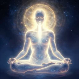 aesthetically pleasing image of a meditating entity of light clearly defined as he breathes in the Ki of the universe vladimir kush greg rutkowski