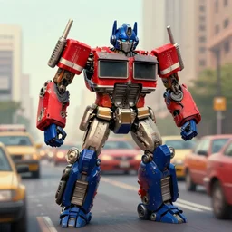 optimus prime stuck in traffic and being overwhelmed,