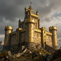 medieval castle, golden age comic book style