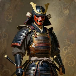full character of a samurai wearing a mask and armour, character design, painting by gaston bussiere, katsuya terada, nc wyeth, greg rutkowski, craig mullins, vermeer, frank frazetta, mucha, tom of finland, trending on artstation, jeffery catherine jones