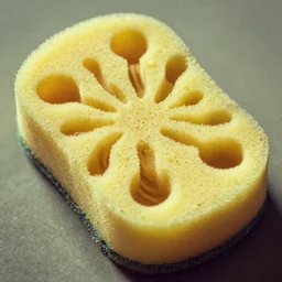 vintage nostalgic hyper liminal photo, sponge with many pathways inside each hole, tunnels lead to memories, photo, mysterious, surrealist depiction of a normal sponge, trending,