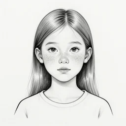 a black and white ink drawing of a freckled ten year old girl named lucy in winter fur park and and a fur hat,