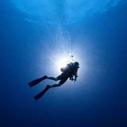 underwater meteor shower, 4K underwater scuba photography
