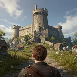Сastle on the rock, first person POV, Unreal Engine, Greg Rutkowski, ArtStation 2