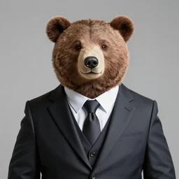 portrait of a bear wearing a suit, professional photography