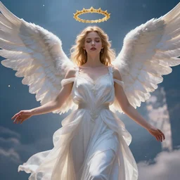 beautiful female angel welcoming you to heaven ,highly detailed, 4k, HDR, award-winning, artstation, octane render