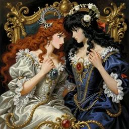 regeneration can only be attained by two souls working in unison and harmony, baroque, rococo, dramatic, elaborate, emotive, and transcendental , painted by Yoshitaka Amano, WLOP, and CASIMIR