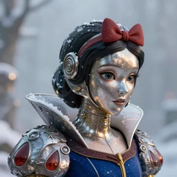 metal head snow white, telltale style, realistic 4 k octane beautifully detailed render, 4 k post - processing, highly detailed, intricate complexity, epic composition, magical atmosphere, cinematic lighting, masterpiece, ultra hd