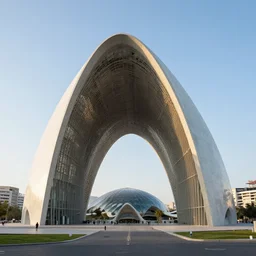 zaha hadid fantasy city with arch and dome