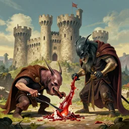 kraken eating a medieval castle