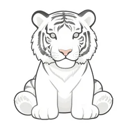 clean line art of a white tiger plush toy. no background, flat colors. well composed, clean outline drawing, beautiful detailed face. clean clear line art by artgerm greg rutkowski and johanna basford and alphonse mucha