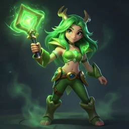 silly soraka, from league of legends, health supporter, hyper detailed, green aura in wand, au naturel, digital art, trending in artstation, cinematic lighting, studio quality, smooth render, unreal engine 5 rendered, octane rendered, art style by klimt and nixeu and ian sprigger and wlop and krenz cushart