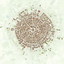 city map aerial view medieval city