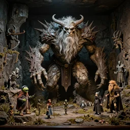 medium format photograph of a diorama of moria, balrog, gandalf, skyrim, detailed, by joop geesink, wes anderson, jim henson, brian froud, breathtaking, 8 k resolution, beautiful lighting, studio light, extremely detailed, establishing shot, realistic materials, hasselblad!!!, hyperrealistic