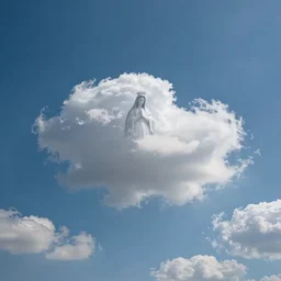 wide angle sky with ~ 8 0 8 ~ virgin mary cloud in center, path tracing, ray tracing, illusion