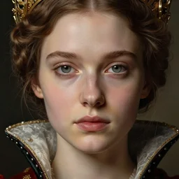 detailed realistic beautiful young medieval queen face portrait by jean delville, gustave dore, iris van herpen and marco mazzoni, art forms of nature by ernst haeckel, art nouveau, symbolist, visionary, gothic, pre - raphaelite, horizontal symmetry, fractal lace, realistic ornate gilded medieval icon