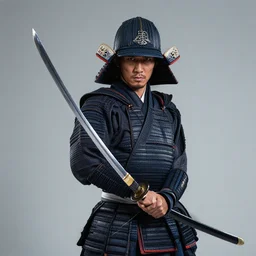 samurai with sword in hand photo realistic