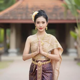 Thai pretty girl in 18th century traditional costume