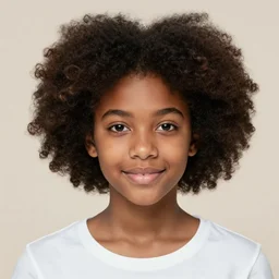 a african, american girl with round afro