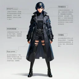a female anime cyberpunk dream police detective wearing a heavy trench coat, character concept exploration, concept art, inspired by ergo proxy, clear outfit design, techwear, trending on artstation, clear shapes, clean edges, centred, full body, character design