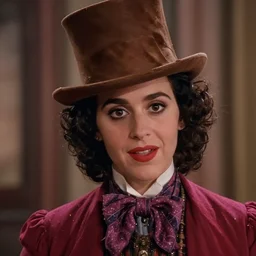 a film still closeup of katy perry in willy wonka and the chocolate factory ( 1 9 7 3 )
