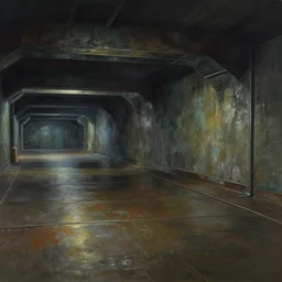 gouache matte painting!!! ground panorama metal floors and walls, underground base interior, dramatic, cinematic angle, studio ghibli, makoto shinkai, pixar painting, cinematic lighting, detailed gouache painting, hyperrealistic, 8 k