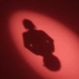 she sees her own shadow cast in red light and outlined on the floor below her, what she sees is perfect and beautiful