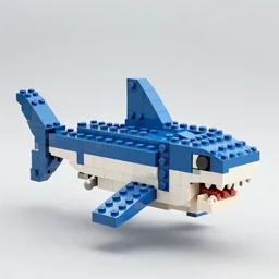 shark made out of lego blocks, highly detailed, meticulous