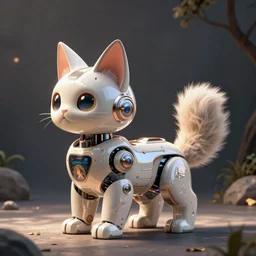 product photo of a futuristic stylized pet robot, kitten puppy bunny mix, kindchenschema, large ears, large tail, by artgerm and greg rutkowski and marc newson, alphonse mucha, zaha hadid, side view, volumetric light, detailed, octane render, midsommar - t