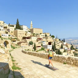 safed tzfat israel, digital art, outrun