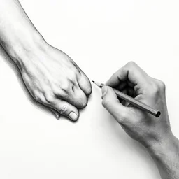 M.C. Escher two hands drawing each other with a pencil
