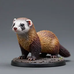80mm resin detailed miniature of fluffy ferret, Product Introduction Photos, 4K, Full body, simple background